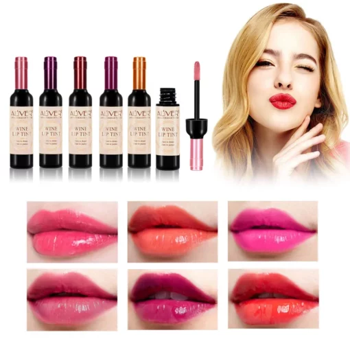 ALIVER WINE LIP TINT WINE LIP GLOSS WATERPROOF BOTTLE STYLE 6 COLOR/SET - Image 10