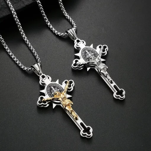 ST.Benedict Protection Cross Power Pendant Necklace - Image 5