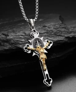 ST.Benedict Protection Cross Power Pendant Necklace