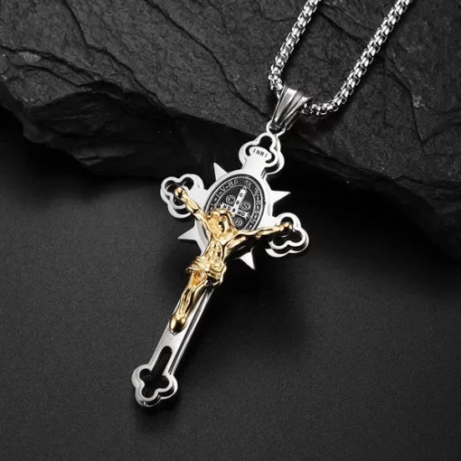 ST.Benedict Protection Cross Power Pendant Necklace - Image 3