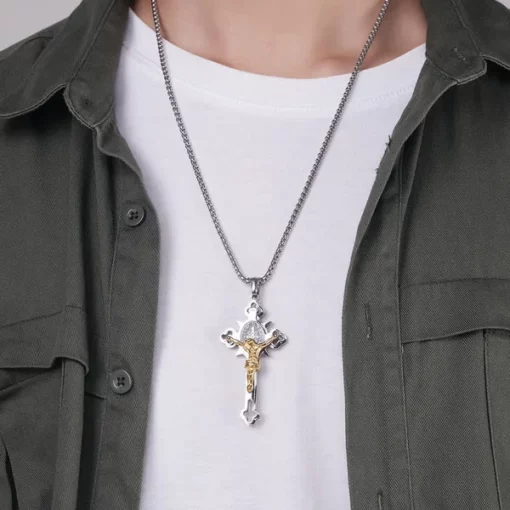 ST.Benedict Protection Cross Power Pendant Necklace - Image 10