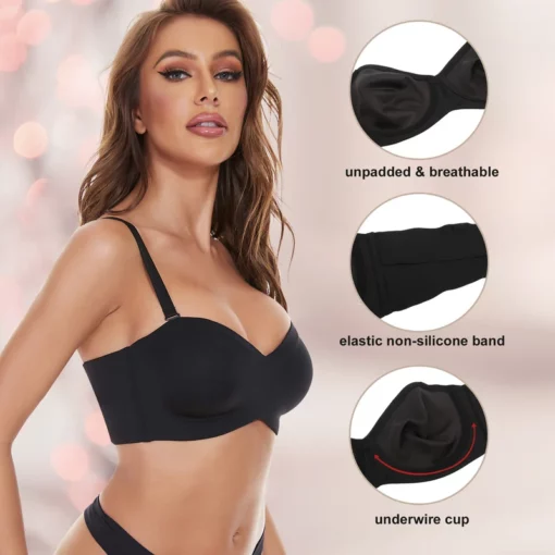 Full Support Non-Slip Convertible Bandeau Bra - Image 4