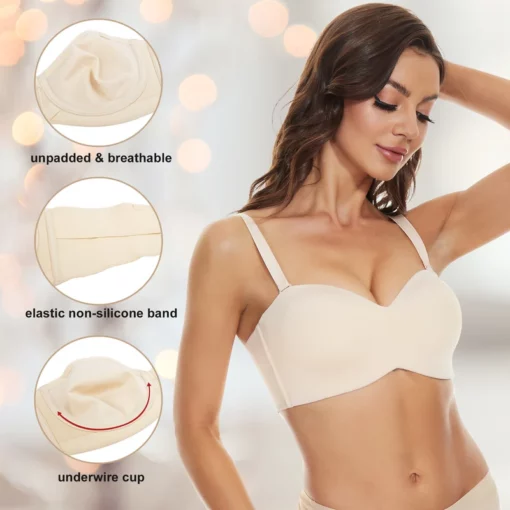 Full Support Non-Slip Convertible Bandeau Bra - Image 3