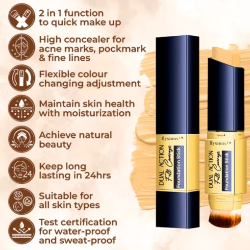 flysmus™ Dual Action Full Coverage Foundation Stick - Image 2