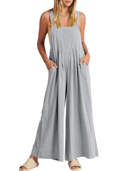 PLUS SIZE WIDE LEG OVERALLS JUMPSUIT