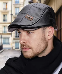 High Quality Trendy Leather Beret