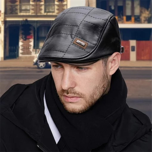 High Quality Trendy Leather Beret - Image 3