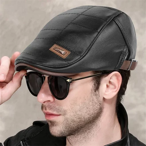 High Quality Trendy Leather Beret - Image 2