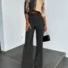 Solid Color Jacket & High Waist Straight Pants Set