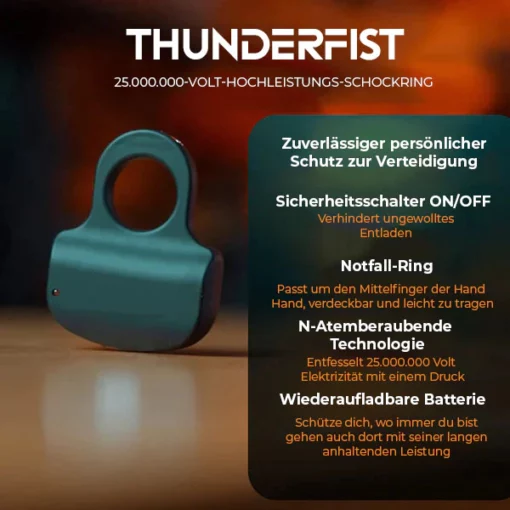 Oveallgo™ ThunderFist Hochleistungs-Elektroschockring mit 25000000 Volt