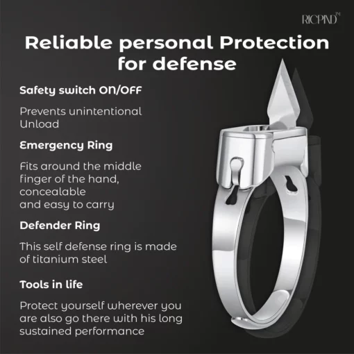 RICPIND Stainless Steel Hidden Blade Defence Ring - Image 5