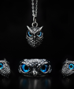 Demon Eye Owl Ring--925 Sterling Silver Adjustable Ring