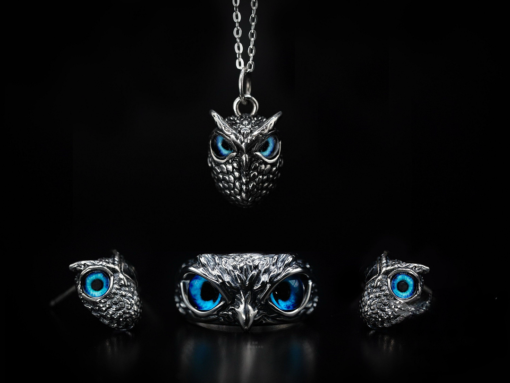 Demon Eye Owl Ring--925 Sterling Silver Adjustable Ring