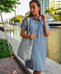 Cotton and linen pocket dress