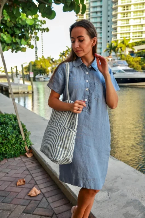 Cotton and linen pocket dress