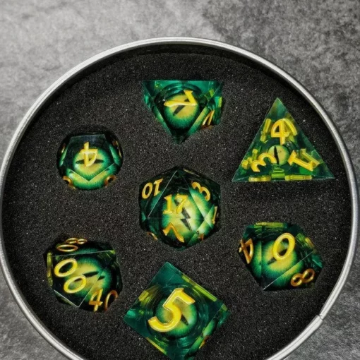 Lifelike Green Dragon Eye Dice Set - Image 9