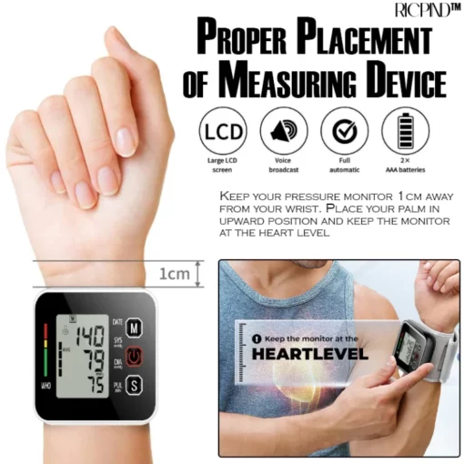 RICPIND Automatic Wrist Blood Pressure Monitor - Image 8