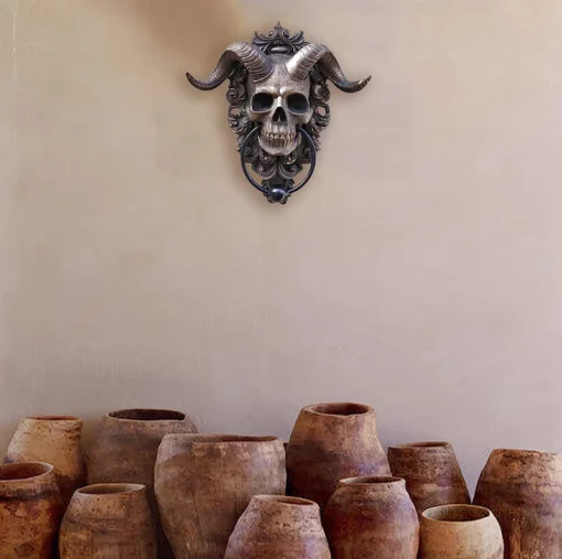 Horned Skull Statues Hanging Door Knocker - Image 11