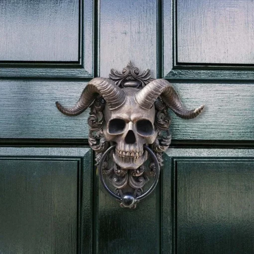 Horned Skull Statues Hanging Door Knocker - Image 10