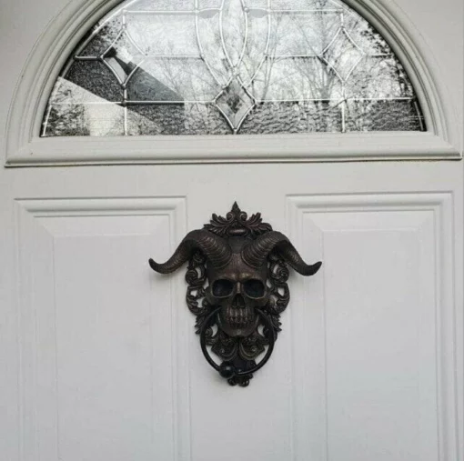 Horned Skull Statues Hanging Door Knocker - Image 5