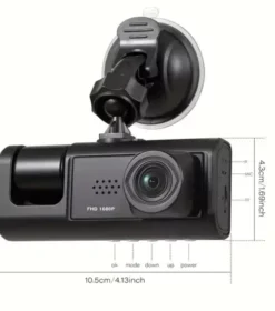 Dash Cam W/ IR Night Vision Loop Recording & 2 IPS Screen 1080P 3 Camera