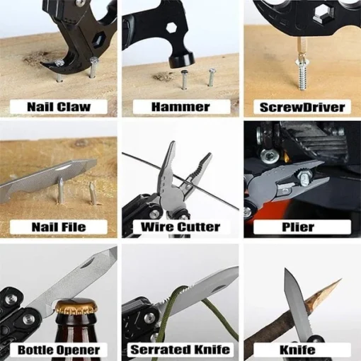 Portable MultiTool With Hammer, Screwdrivers, Nail Puller - Image 3