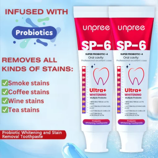 Unpree™ SP-6 Ultra+ Probiotic Whitening Toothpaste